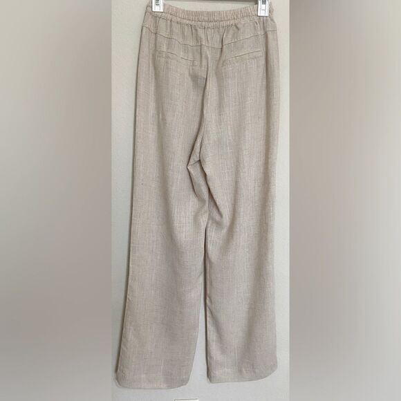 Summer beige trousers with floral embroidery size S - Picture 2 of 12